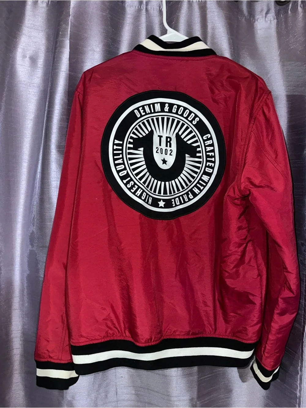 Vintage True Religion Varsity Jacket Size Large Red Varsity Rare Great logo